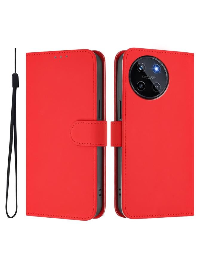 S-TOP Case For Realme 11 4G Global Skin Feel Solid Color Leather Phone Case with Lanyard - Image 2