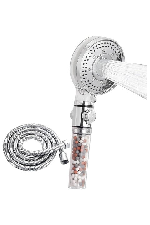 رأس دش AREXA المفلتر مع رأس دش محمول باليد، ضغط عالي، 6 أوضاع رش مع فلاتر، فلاتر تنقية المياه، حبيبات للمياه العسيرة - إزالة الكلور - تقليل جفاف الجلد والحكة