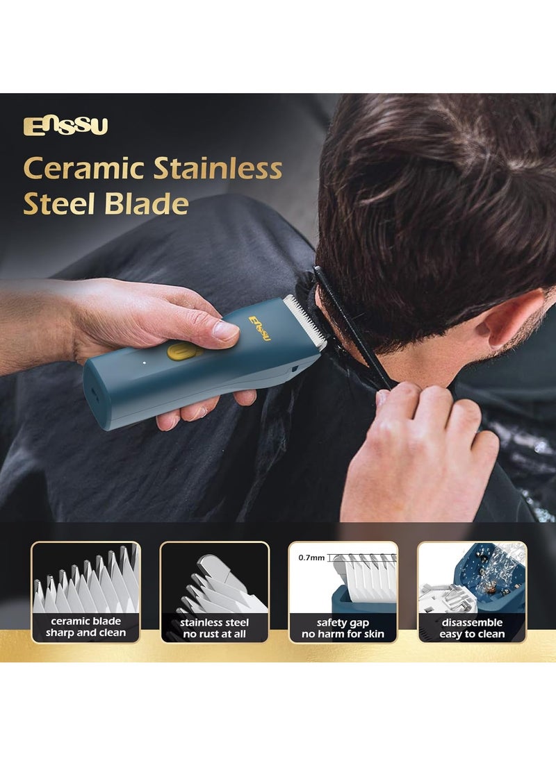 ENSSU - ENSSU Lightweight Portable Hair Clippers Trimmer - Beard and Body Hair Trimmer with Replaceable Ceramic Blade, Waterproof Rechargeable Electric Hair Clippers for Family Use(Blue) - Image 1