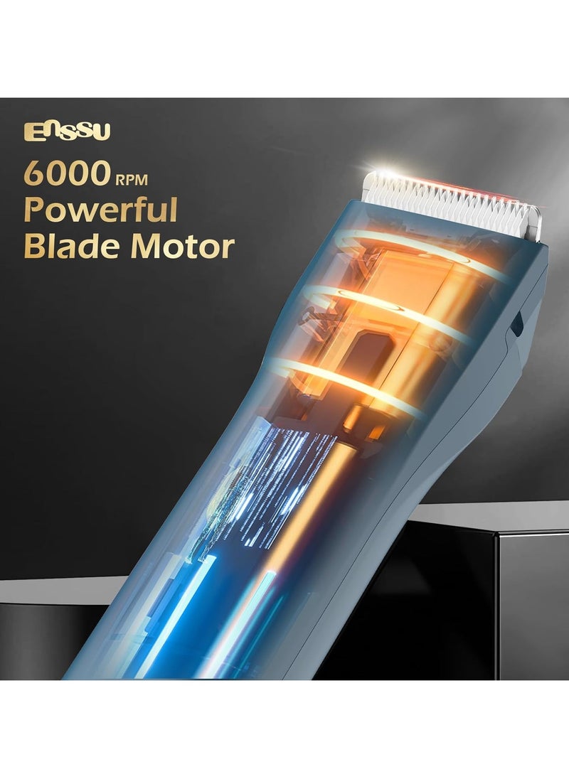 ENSSU - ENSSU Lightweight Portable Hair Clippers Trimmer - Beard and Body Hair Trimmer with Replaceable Ceramic Blade, Waterproof Rechargeable Electric Hair Clippers for Family Use(Blue) - Image 1