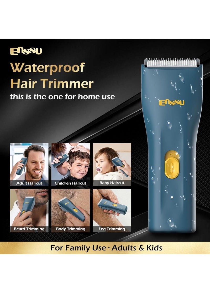 ENSSU - ENSSU Lightweight Portable Hair Clippers Trimmer - Beard and Body Hair Trimmer with Replaceable Ceramic Blade, Waterproof Rechargeable Electric Hair Clippers for Family Use(Blue) - Image 1
