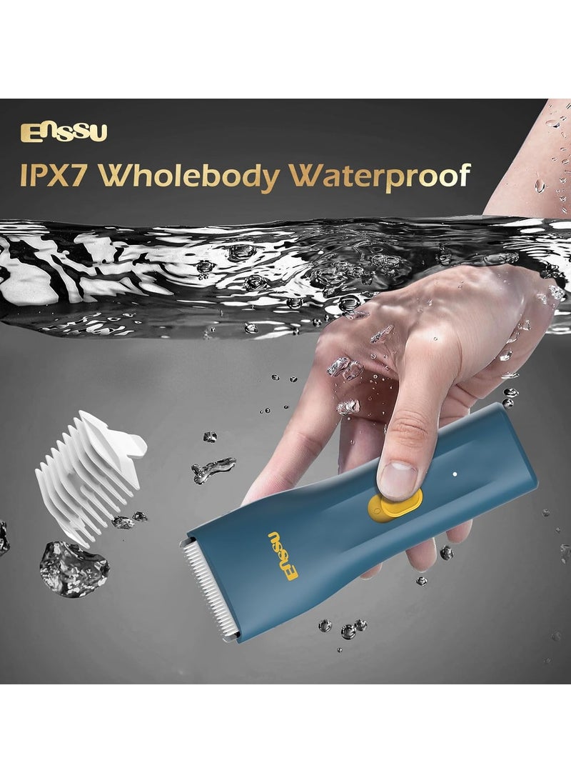 ENSSU - ENSSU Lightweight Portable Hair Clippers Trimmer - Beard and Body Hair Trimmer with Replaceable Ceramic Blade, Waterproof Rechargeable Electric Hair Clippers for Family Use(Blue) - Image 1