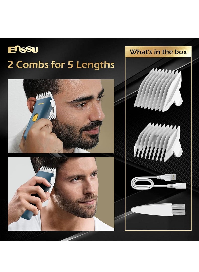 ENSSU - ENSSU Lightweight Portable Hair Clippers Trimmer - Beard and Body Hair Trimmer with Replaceable Ceramic Blade, Waterproof Rechargeable Electric Hair Clippers for Family Use(Blue) - Image 1