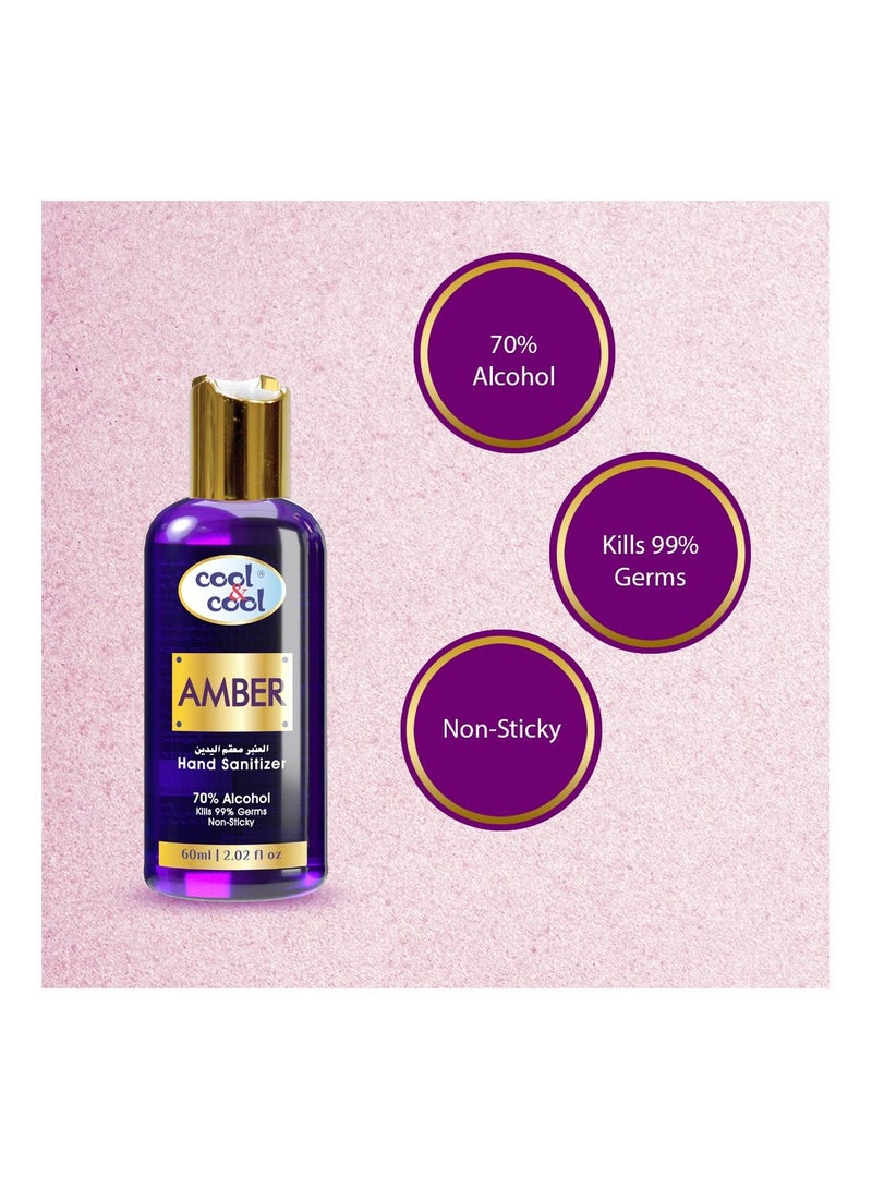 Cool & Cool معقم يدين كول وكول - زجاجة كهرمانية 60 مل | مضاد للبكتيريا، تنظيف فوري وانتعاش | مناسب للسفر، تركيبة صديقة للبشرة - Image 3