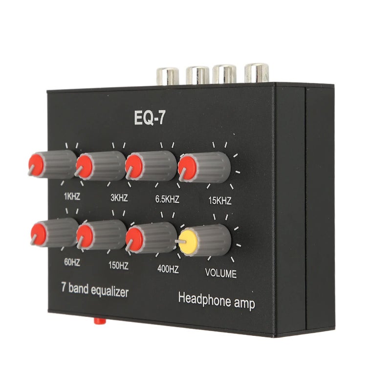 fosa 7 Band Sound Equalizer, Output Input, 12dB High Bass Adjustment, Two Channel Digital Equalizer, 3.5mm Interface, for Recording, Streaming, Podcasting - Image 1