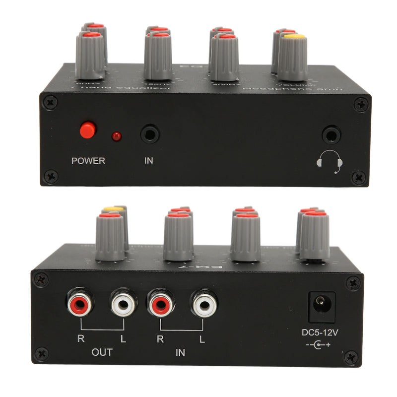 fosa 7 Band Sound Equalizer, Output Input, 12dB High Bass Adjustment, Two Channel Digital Equalizer, 3.5mm Interface, for Recording, Streaming, Podcasting - Image 4
