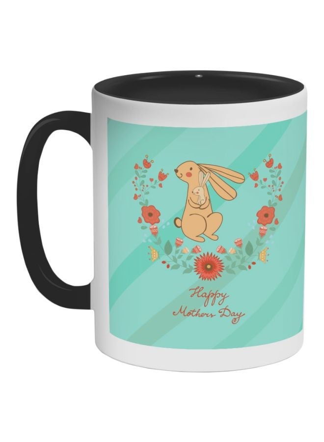 Happy Mothers Day Printed Ceramic Coffee Mug Black/White/Green 325ml