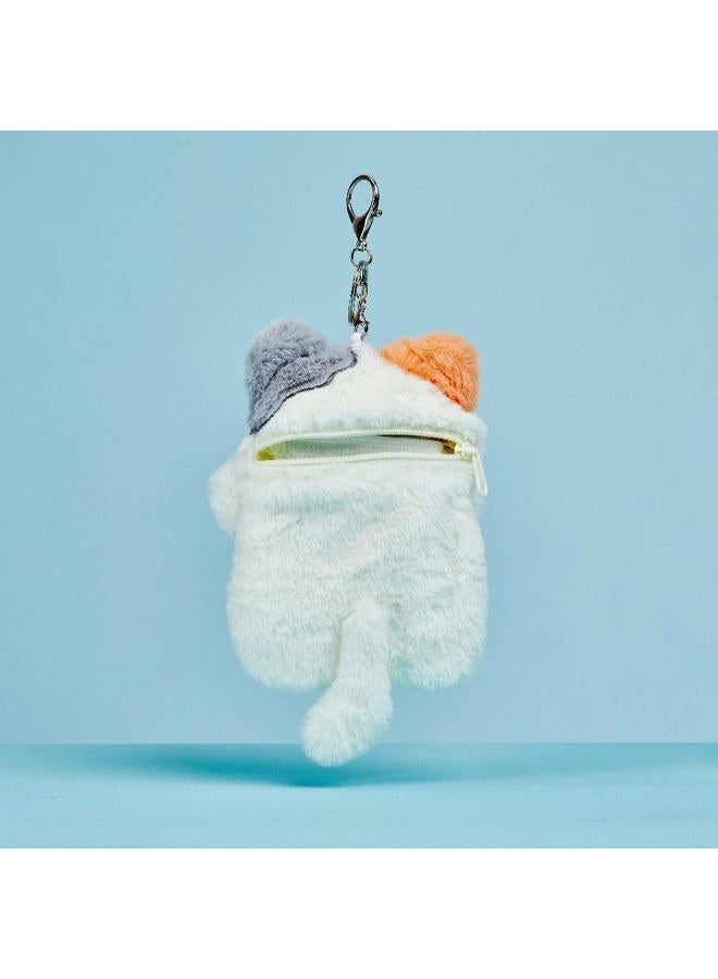 Mandu Deco Calico Cat Plush Photocard Holder, ID Badge Holder Cover Protective Lanyard, Two Pockets, fits toploaders and airpods - Image 4
