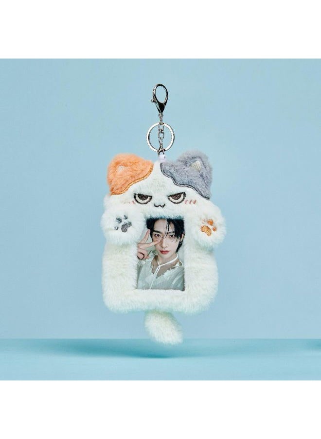 Mandu Deco Calico Cat Plush Photocard Holder, ID Badge Holder Cover Protective Lanyard, Two Pockets, fits toploaders and airpods - Image 5
