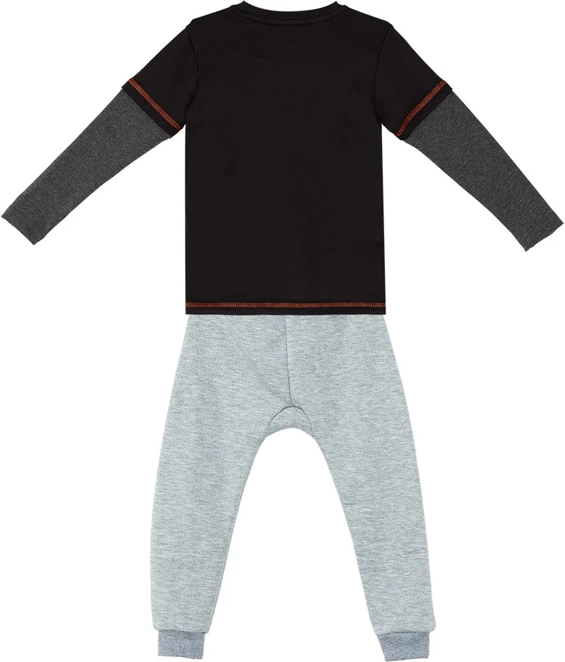 Denokids Rhino Boy Black T-Shirt Tracksuit Bottom Set