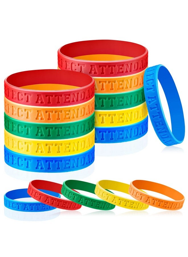 Sureio Perfect Attendance Silicone Bracelets Colored Rubber Bracelets Silicone Wristbands Bulk Rubber Wrist Bands for Student Employee Awards Teacher Kid Company School Classroom Office Gift (300) - Image 1