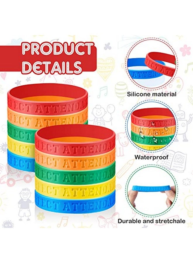 Sureio Perfect Attendance Silicone Bracelets Colored Rubber Bracelets Silicone Wristbands Bulk Rubber Wrist Bands for Student Employee Awards Teacher Kid Company School Classroom Office Gift (300) - Image 4