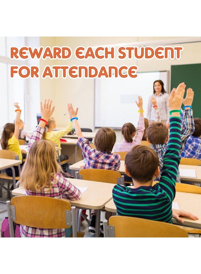 Sureio Perfect Attendance Silicone Bracelets Colored Rubber Bracelets Silicone Wristbands Bulk Rubber Wrist Bands for Student Employee Awards Teacher Kid Company School Classroom Office Gift (300) - Image 2