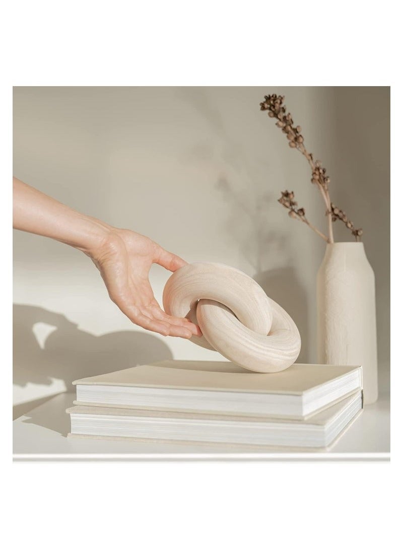 2 Link Coffee Table Decor Presentable Knot Chain Decor for Living Room Fashionable and Modern House Decorations Pure Hand Carved Natural Wood Decor for Bedroom Farmhouse - Image 2