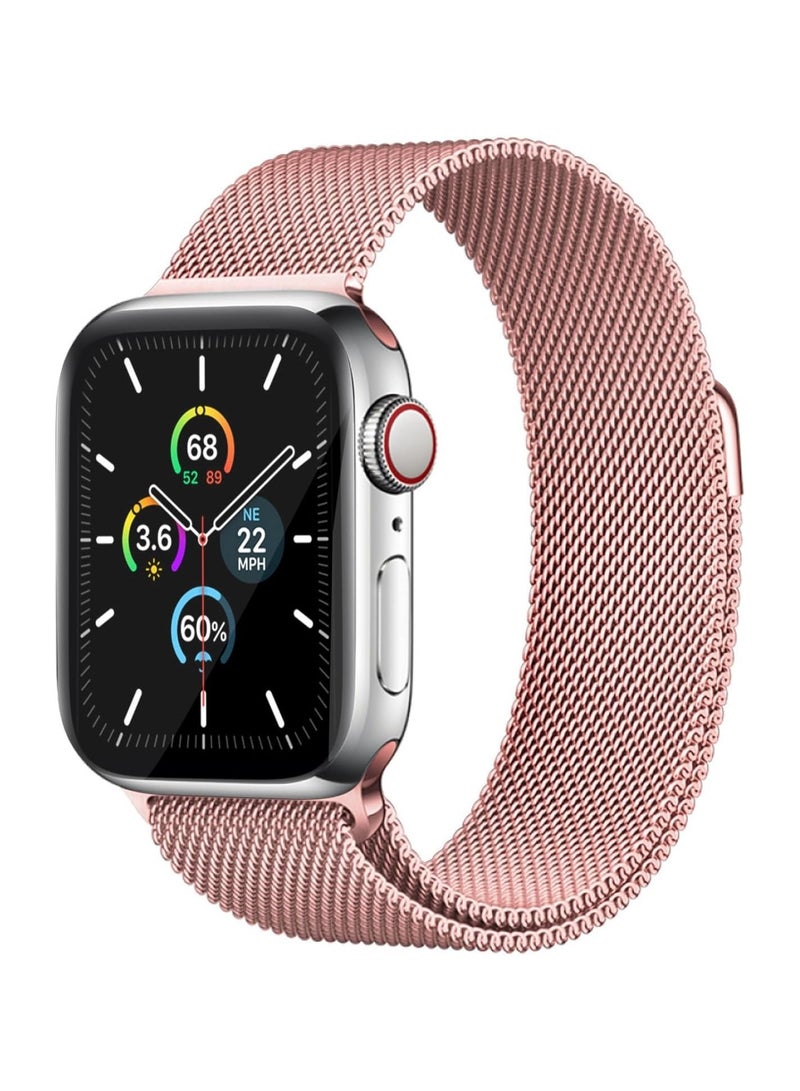 تي دبليو إي جي جي أو أن حزام ميلانيزي لوب لساعة أبل كل السلاسل متوافق مع 46 مم/45 مم/44 مم/49 مم وردي وردي - Image 1