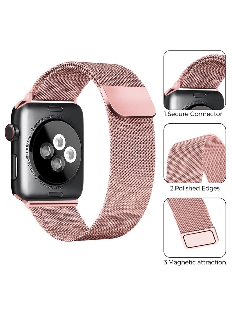 تي دبليو إي جي جي أو أن حزام ميلانيزي لوب لساعة أبل كل السلاسل متوافق مع 46 مم/45 مم/44 مم/49 مم وردي وردي - Image 3