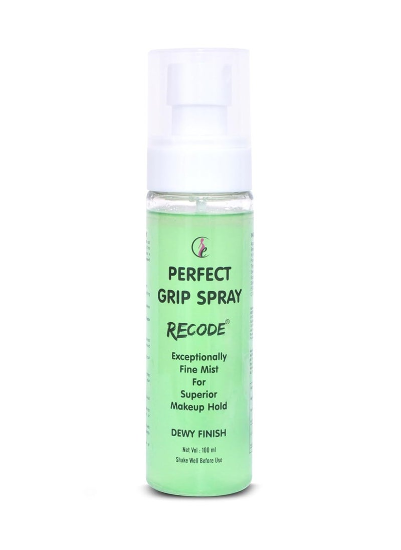 Recode Perfect Grip Spray Makeup Fixer 100ml Dewy Finish Vitamin E Long Lasting Hydrates Soothes Refreshes Skin  - Image 1