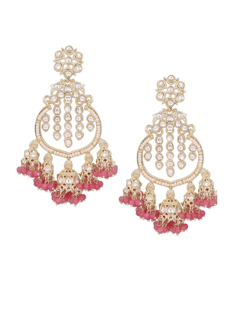 برياسي Kundan Stone Studded  Pearls Beaded Floral Chandbalis