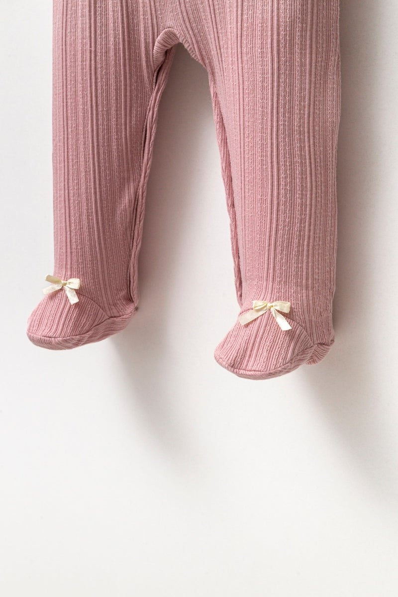 Minipodyum Minipodium Long Sleeve 100% Cotton Baby Collar Gift Baby Girl Jumpsuit with Booties 3-9 Months - Image 5