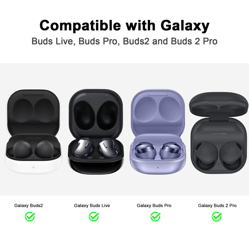 AIRSPO Silicone Case Compatible for Samsung Galaxy Buds 2 Pro/Galaxy Buds2/ Galaxy Buds Pro 2/ Galaxy Buds Live/Galaxy Buds FE Case (Black) - Image 2