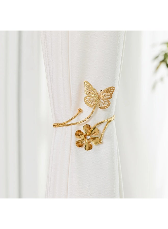 Goolsky 2PCS Modern Minimalist Golden Butterfly And Flower-shaped Curtain Tiebacks - Adjustable Curtain Holders Featuring Creative Hollow Butterfly Design - Suitable For Living Room, Bedroom, Office Home Decor, Adding A Warm Feeling To Your Home Without Drilling - Image 4