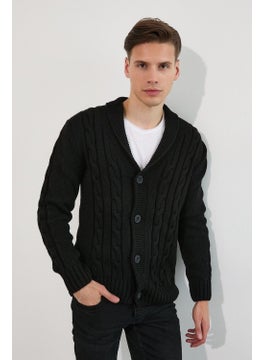Cool Tarz Cool Style Men's Black Shawl Collar Knitted Sweater Cardigan  - Image 1