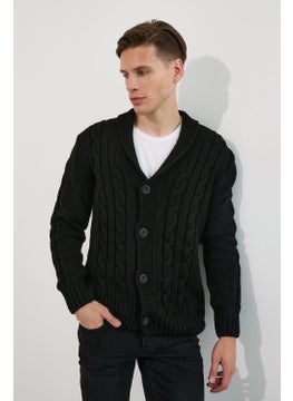 Cool Tarz Cool Style Men's Black Shawl Collar Knitted Sweater Cardigan  - Image 2