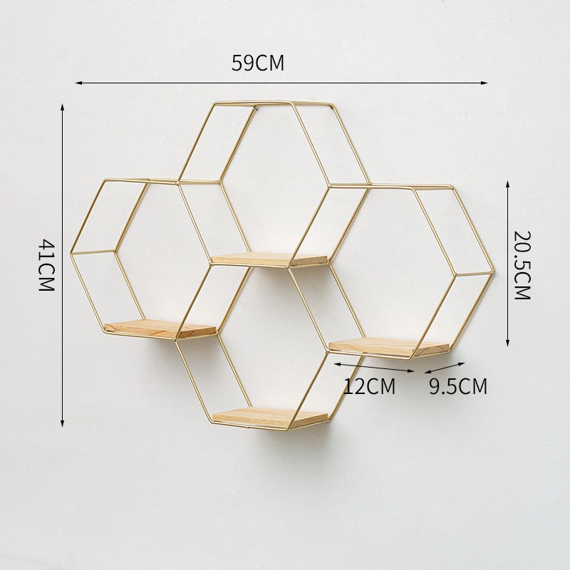 Iron Decorative Wall Shelf – Hook Type Storage Rack for Living Room and Bedroom - Image 1