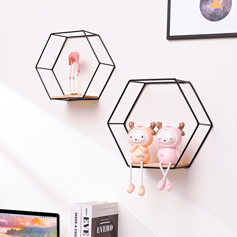 Iron Decorative Wall Shelf – Hook Type Storage Rack for Living Room and Bedroom - Image 3