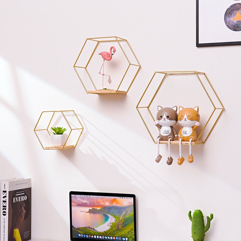 Iron Decorative Wall Shelf – Hook Type Storage Rack for Living Room and Bedroom - Image 4