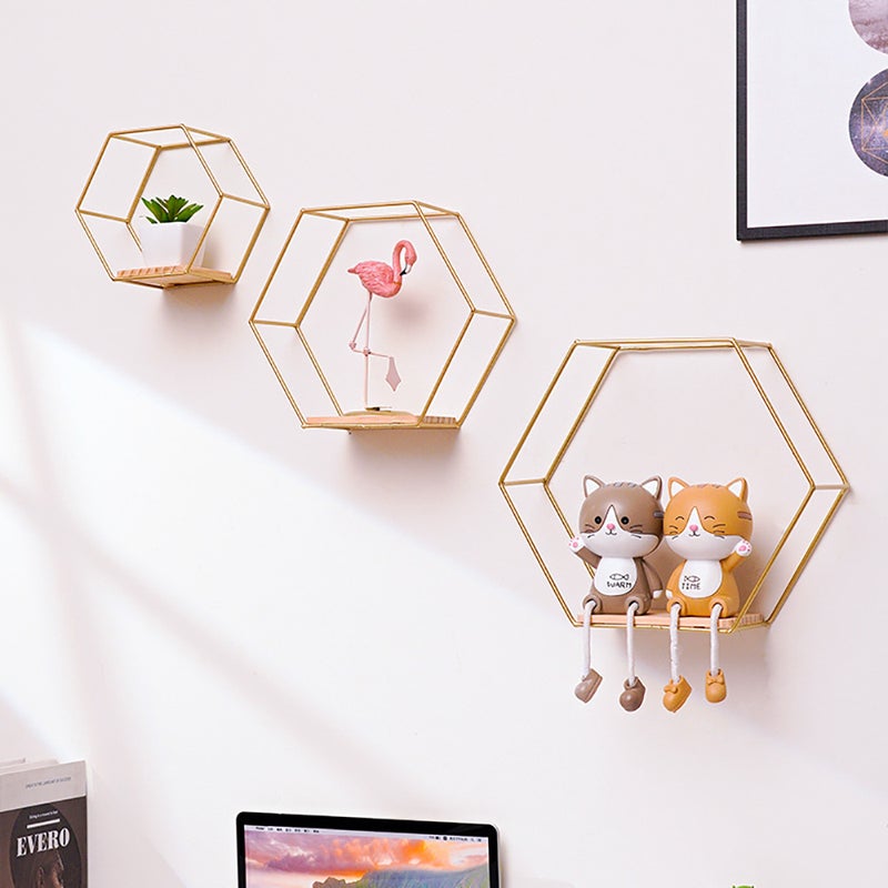 Iron Decorative Wall Shelf – Hook Type Storage Rack for Living Room and Bedroom - Image 2