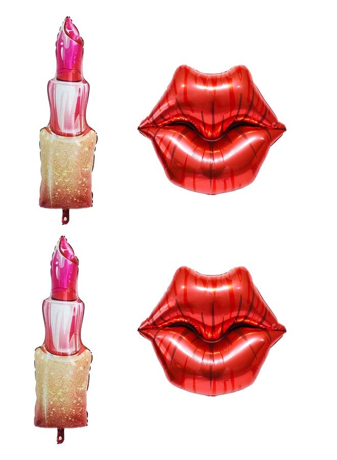 OHLIGEI 4Pieces Lips Lipstick Balloon Set for Women - Durable, Reusable Foil Balloons - Ideal for Birthday, Valentines, Wedding, Bridal Shower Themed Parties - Image 1