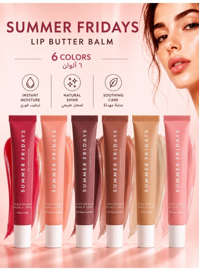 Summer Fridays Lip Butter Balm - Conditioning Lip Mask and Lip Balm for Instant Moisture, Shine and Hydration - Sheer-Tinted, Soothing Lip Care - Six color numbers - Image 1