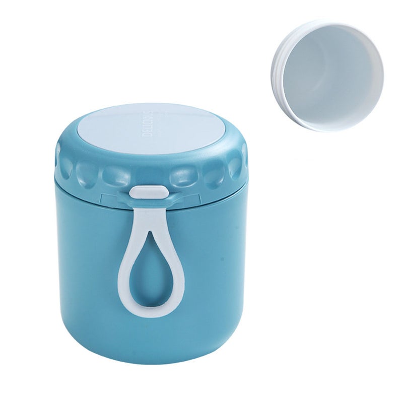 Stainless Steel Vacuum Insulated Food Jar with Foldable Spoon, Thermal Soup Cup for Hot Food, Wide Mouth Leak-Proof Soup Cup, for Office Picnic Travel Outdoors (Light Blue) - Image 1