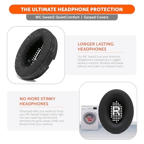 WC SweatZ QuietComfort - Patented Earpad Covers for Bose QuietComfort 45, 35, 35ii, QC2, QC25, QC15, AE2, AE2i, SoundTrue, SoundLink by Wicked Cushions | Sweatproof & Easily Washable | Black - Image 5