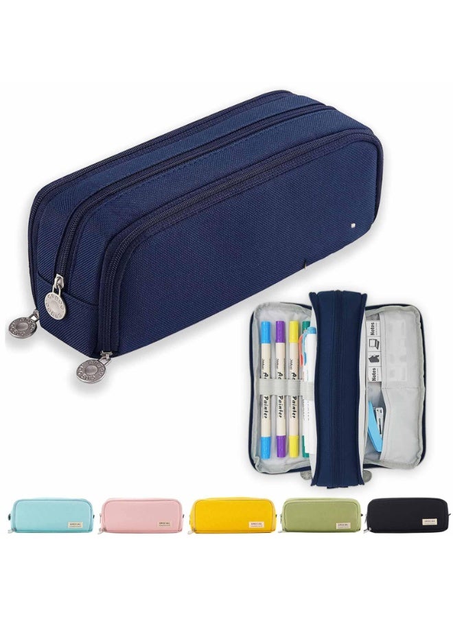 OSHIMA Large Capacity Pen Pencil Case with 3 Compartments, Teenagers’ Girls’ Pencil Case Office Supplier Holder Box Organizer, Multi-functional Pen Pouch Organizer for Office School Teen Girl Boy Men Women - Image 1