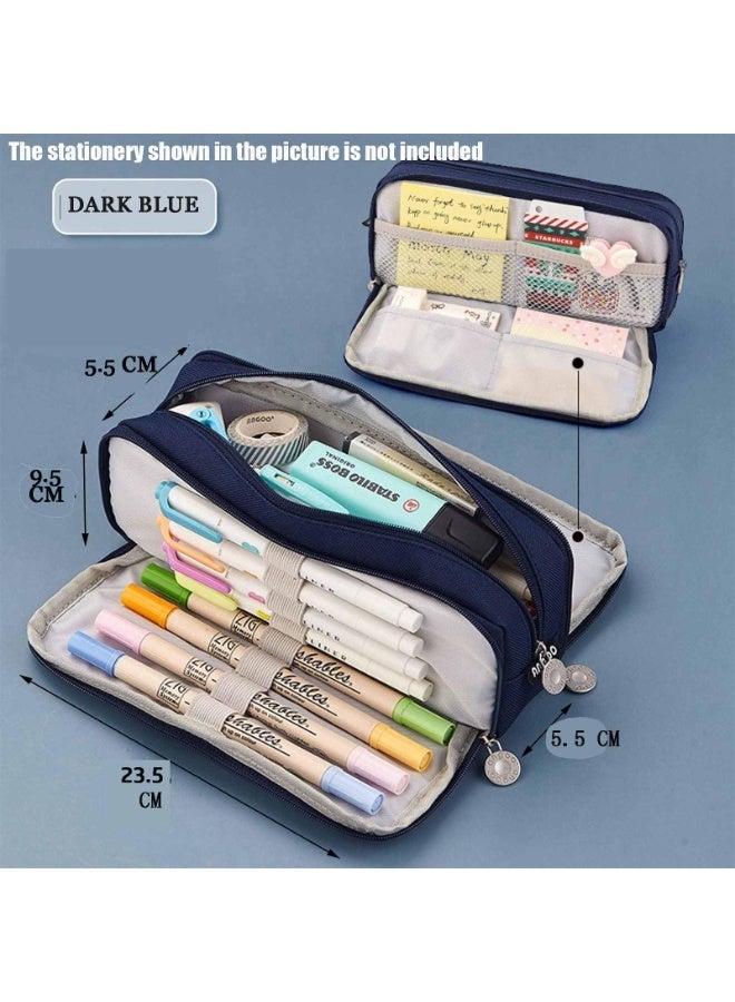 OSHIMA Large Capacity Pen Pencil Case with 3 Compartments, Teenagers’ Girls’ Pencil Case Office Supplier Holder Box Organizer, Multi-functional Pen Pouch Organizer for Office School Teen Girl Boy Men Women - Image 2