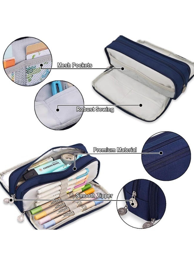 OSHIMA Large Capacity Pen Pencil Case with 3 Compartments, Teenagers’ Girls’ Pencil Case Office Supplier Holder Box Organizer, Multi-functional Pen Pouch Organizer for Office School Teen Girl Boy Men Women - Image 3