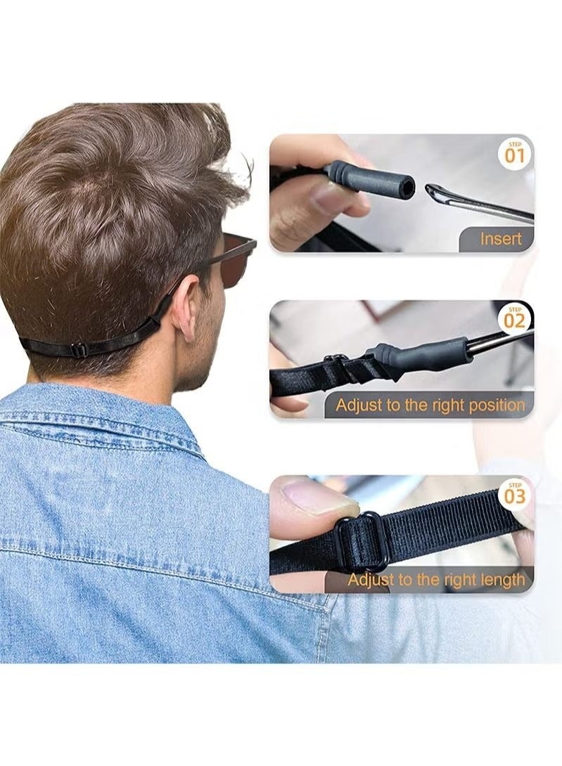 Adjustable Elastic Glasses Strap, 3pcs Universal Glasses Strap, Men's Tow Sports Glasses Strap, Sunglasses Strap, Kid's Glasses Strap, Ladies Glasses Strap, Free 20 Pairs Glasses Nose Bridge Support - Image 2