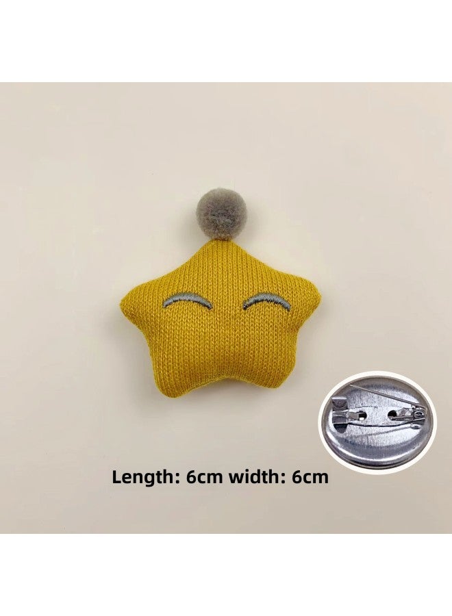 Cartoon Wool Five-pointed Star Jewelry Accessories Cotton Children's Socks Spot Accessories Brooch Hair Accessories-Color:Wool Five-star Brooch  - Image 1