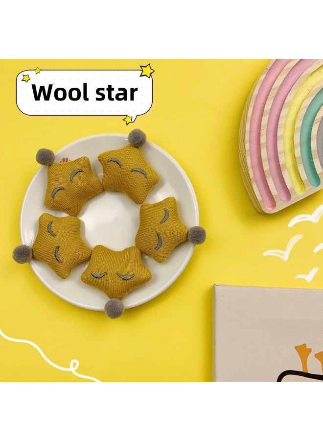Cartoon Wool Five-pointed Star Jewelry Accessories Cotton Children's Socks Spot Accessories Brooch Hair Accessories-Color:Wool Five-star Brooch  - Image 2