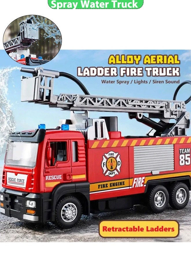 XiuWoo Spray Water Truck Toy Firetruck Fireman Fire Truck/engine Vehicle Car Music Light Educational Boy Eletric Toys for Children  - Image 1