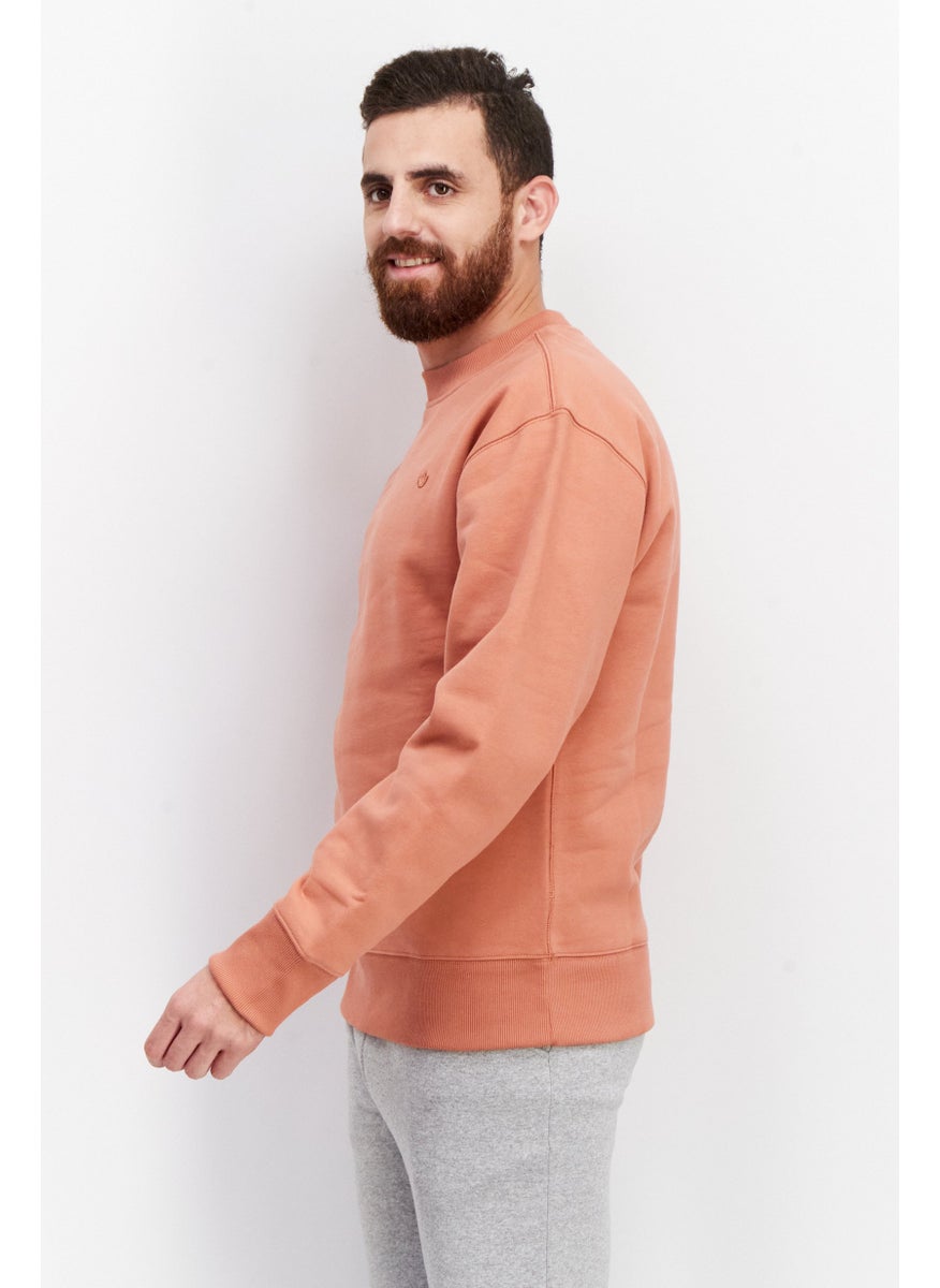 adidas Originals Men Sportswear Fit Brand Logo Long Sleeve Sweatshirt, Brown  - Image 3