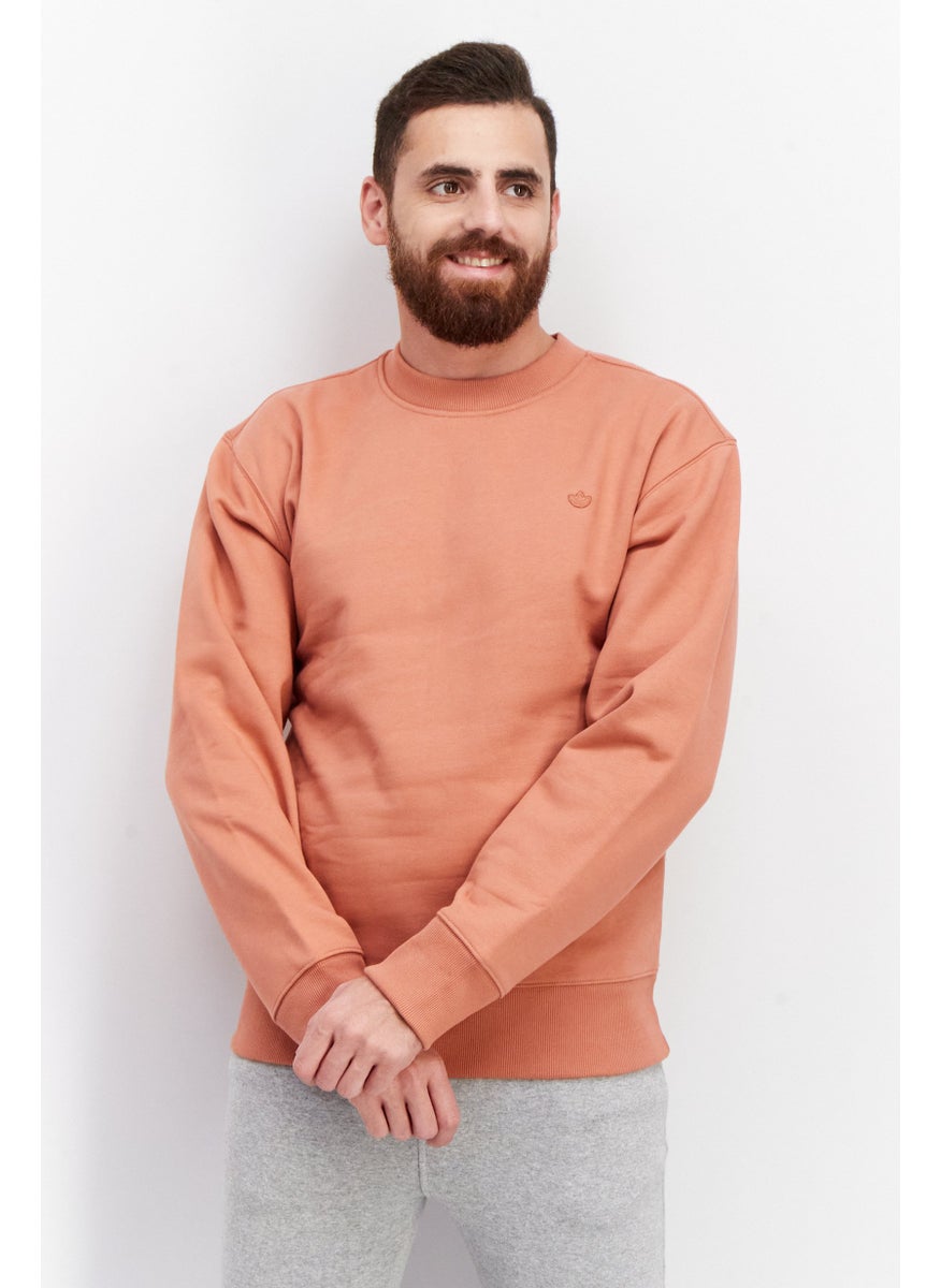 adidas Originals Men Sportswear Fit Brand Logo Long Sleeve Sweatshirt, Brown  - Image 1