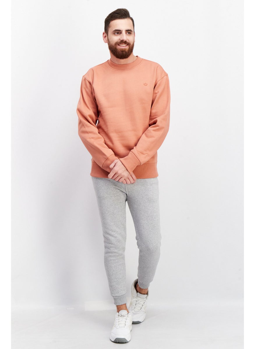 adidas Originals Men Sportswear Fit Brand Logo Long Sleeve Sweatshirt, Brown  - Image 2