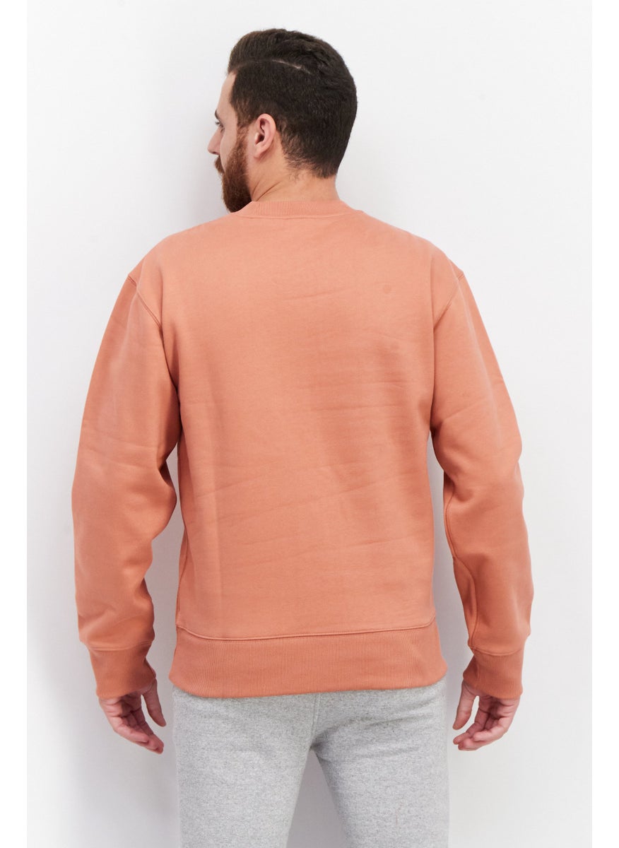 adidas Originals Men Sportswear Fit Brand Logo Long Sleeve Sweatshirt, Brown  - Image 4