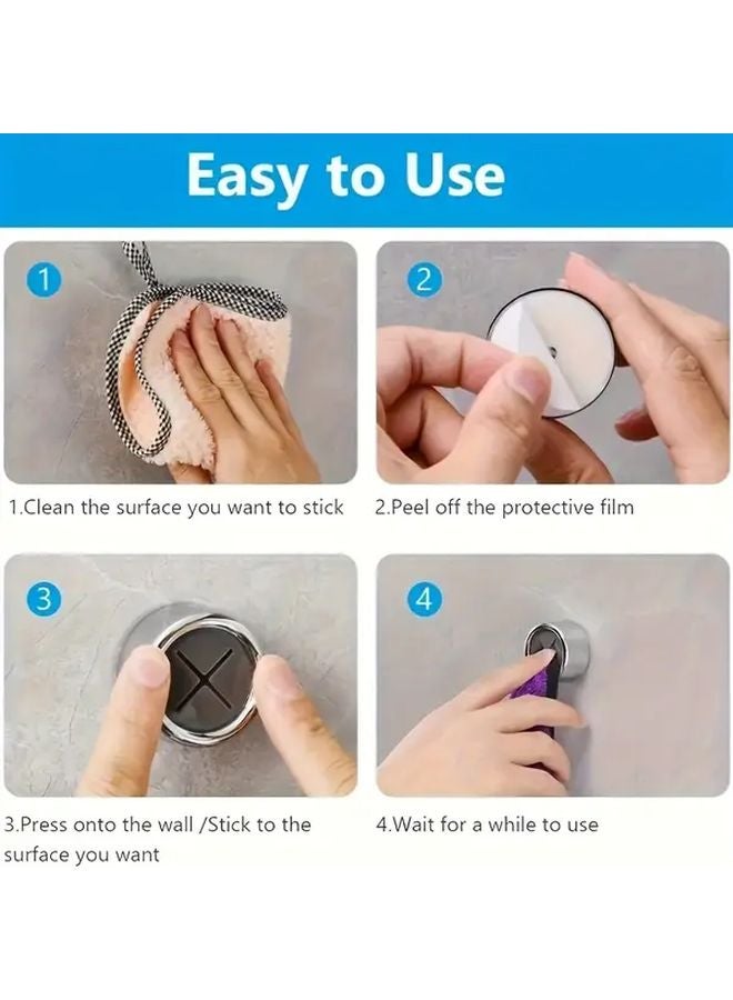 Black Self Adhesive Wall Mounted Towel Hooks 4pcs No Drilling Required Strong Grip - Image 5