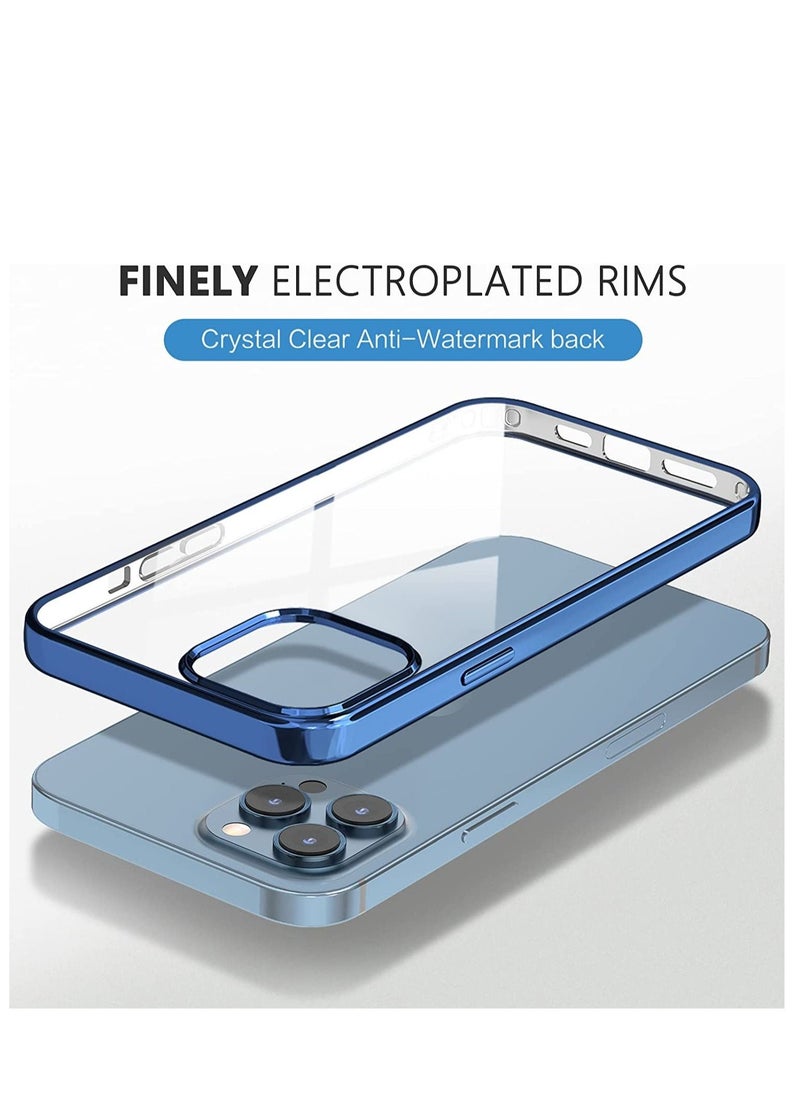Generic - Compatible for iPhone 14 Pro Max Clear Case (2022, Crystal Transparent Cover Shockproof Protective Bumper Shell with Electroplated Mirror Edge for iPhone 14 Pro Max Blue - Image 1