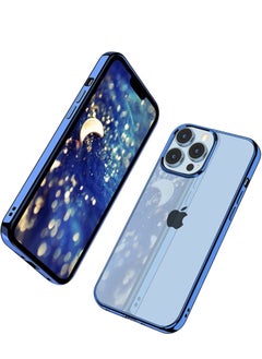 Compatible for iPhone 14 Pro Max Clear Case (2022, Crystal Transparent Cover Shockproof Protective Bumper Shell with Electroplated Mirror Edge for iPhone 14 Pro Max Blue