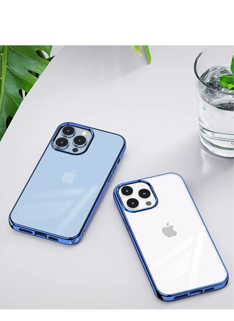 Generic - Compatible for iPhone 14 Pro Max Clear Case (2022, Crystal Transparent Cover Shockproof Protective Bumper Shell with Electroplated Mirror Edge for iPhone 14 Pro Max Blue - Image 1